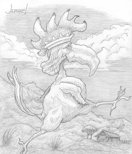 "The Chicken King's New Clothes; - Pencil Drawing - Copyright 2019, Jephyr (Jeff Curtis), All Rights Reserved